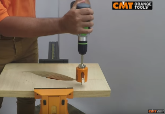 CMT Hole Saw 550 on Layered Wood